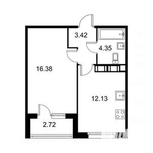 1-к квартира, вторичка, 38м2, 7/9 этаж