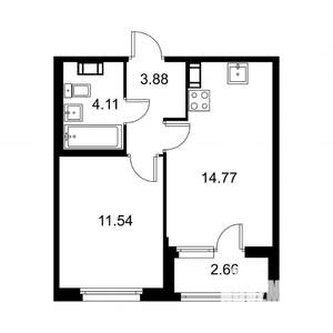 1-к квартира, строящийся дом, 36м2, 4/9 этаж