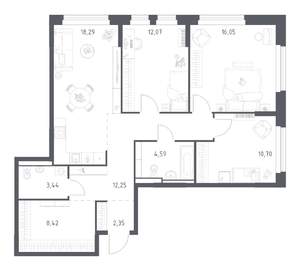 3-к квартира, вторичка, 88м2, 1/11 этаж