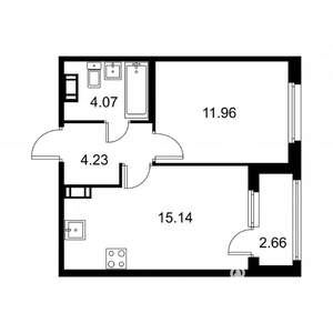 1-к квартира, строящийся дом, 37м2, 5/9 этаж