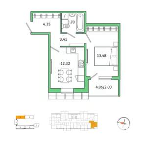 1-к квартира, вторичка, 38м2, 5/5 этаж