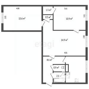 3-к квартира, вторичка, 54м2, 5/5 этаж