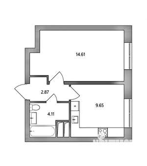1-к квартира, вторичка, 31м2, 2/12 этаж