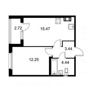1-к квартира, строящийся дом, 37м2, 7/9 этаж