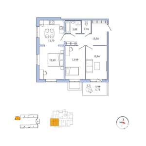 2-к квартира, вторичка, 76м2, 1/5 этаж