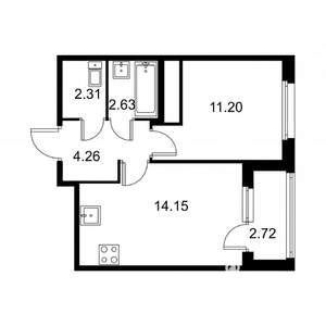 1-к квартира, строящийся дом, 36м2, 1/9 этаж