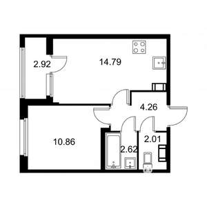 1-к квартира, строящийся дом, 36м2, 5/9 этаж