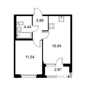 1-к квартира, строящийся дом, 36м2, 2/9 этаж