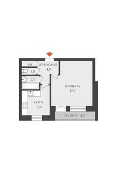 1-к квартира, вторичка, 32м2, 12/12 этаж