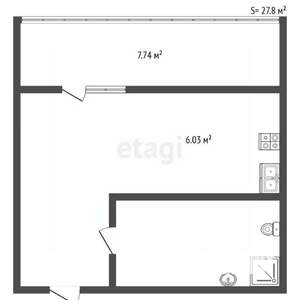 Студия квартира, вторичка, 29м2, 4/5 этаж