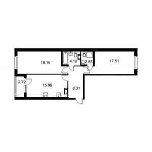 2-к квартира, строящийся дом, 68м2, 4/9 этаж
