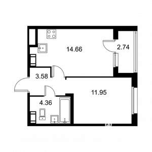 1-к квартира, вторичка, 36м2, 7/9 этаж