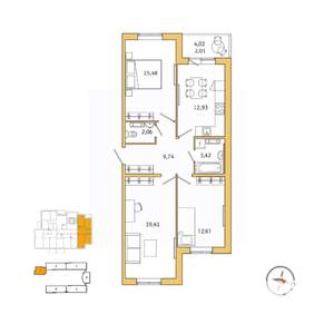 3-к квартира, вторичка, 78м2, 2/5 этаж