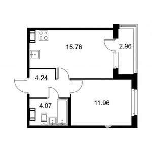 1-к квартира, строящийся дом, 38м2, 4/9 этаж