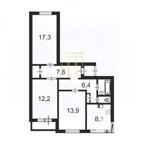 3-к квартира, вторичка, 72м2, 5/9 этаж