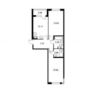 2-к квартира, строящийся дом, 61м2, 3/9 этаж