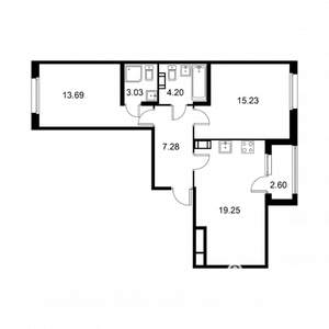 2-к квартира, строящийся дом, 64м2, 7/9 этаж
