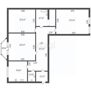 3-к квартира, вторичка, 88м2, 5/5 этаж