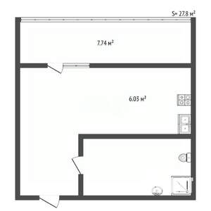 Студия квартира, вторичка, 28м2, 4/5 этаж