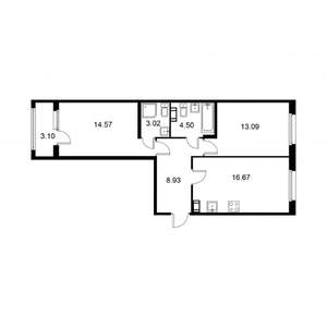 2-к квартира, строящийся дом, 62м2, 5/9 этаж