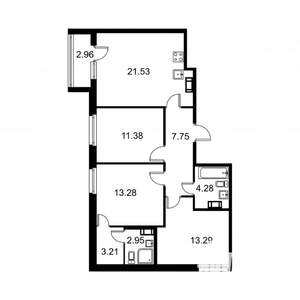 3-к квартира, строящийся дом, 79м2, 8/9 этаж