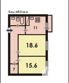2-к квартира, вторичка, 65м2, 13/24 этаж