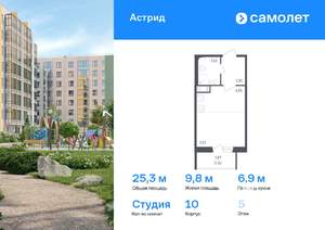 Студия квартира, вторичка, 25м2, 5/8 этаж