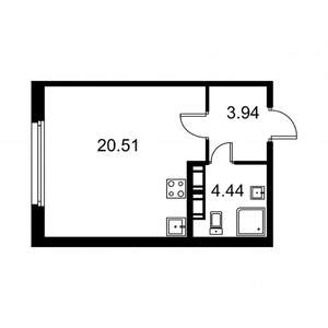 Студия квартира, строящийся дом, 29м2, 2/9 этаж