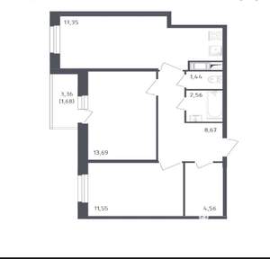 2-к квартира, вторичка, 62м2, 8/8 этаж
