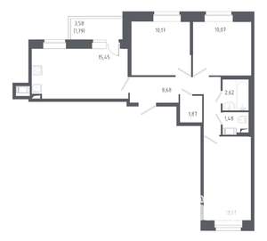 3-к квартира, вторичка, 65м2, 10/11 этаж