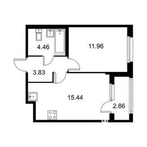 1-к квартира, строящийся дом, 37м2, 2/9 этаж
