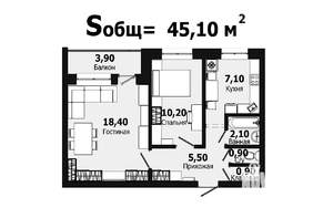 2-к квартира, вторичка, 45м2, 8/9 этаж